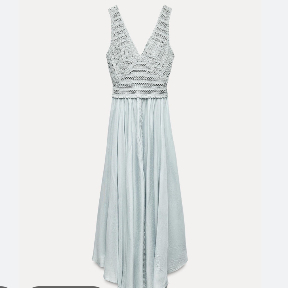 Zara NWT long crochet dress blue 7521/080